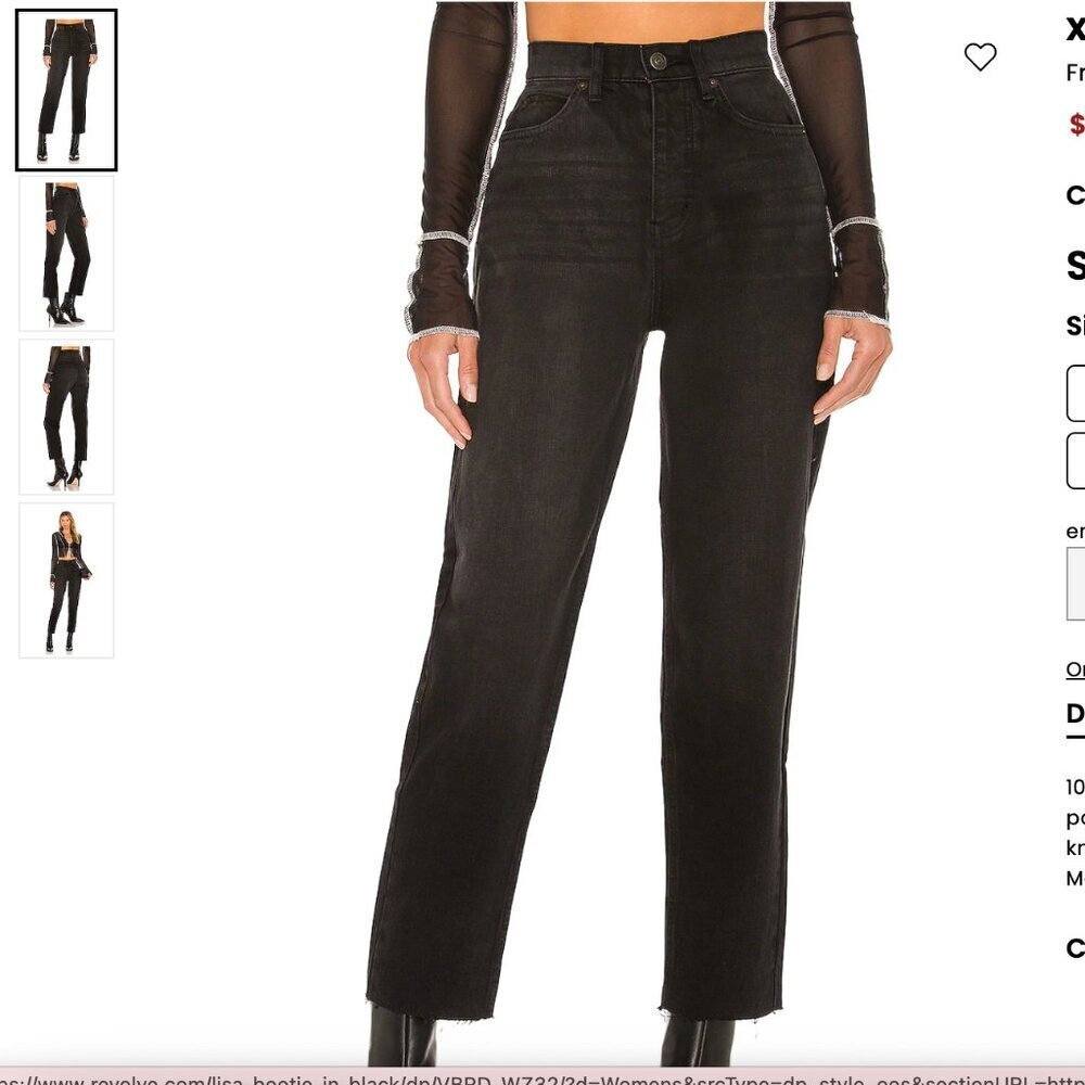 Free People Black Straight-Leg High-Rise Jeans